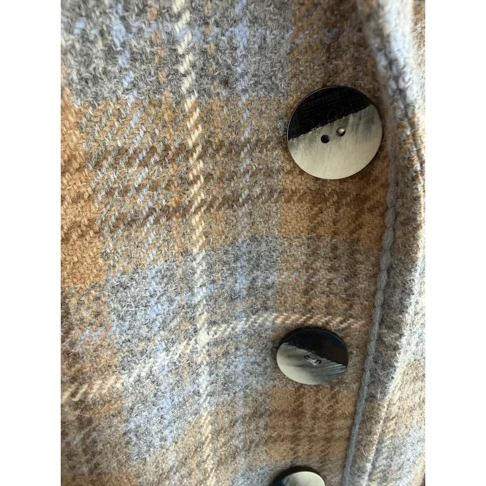 VTG Elegance Paris Plaid Button‎ Blazer Women's Medium Wool Blend Jacket Poland